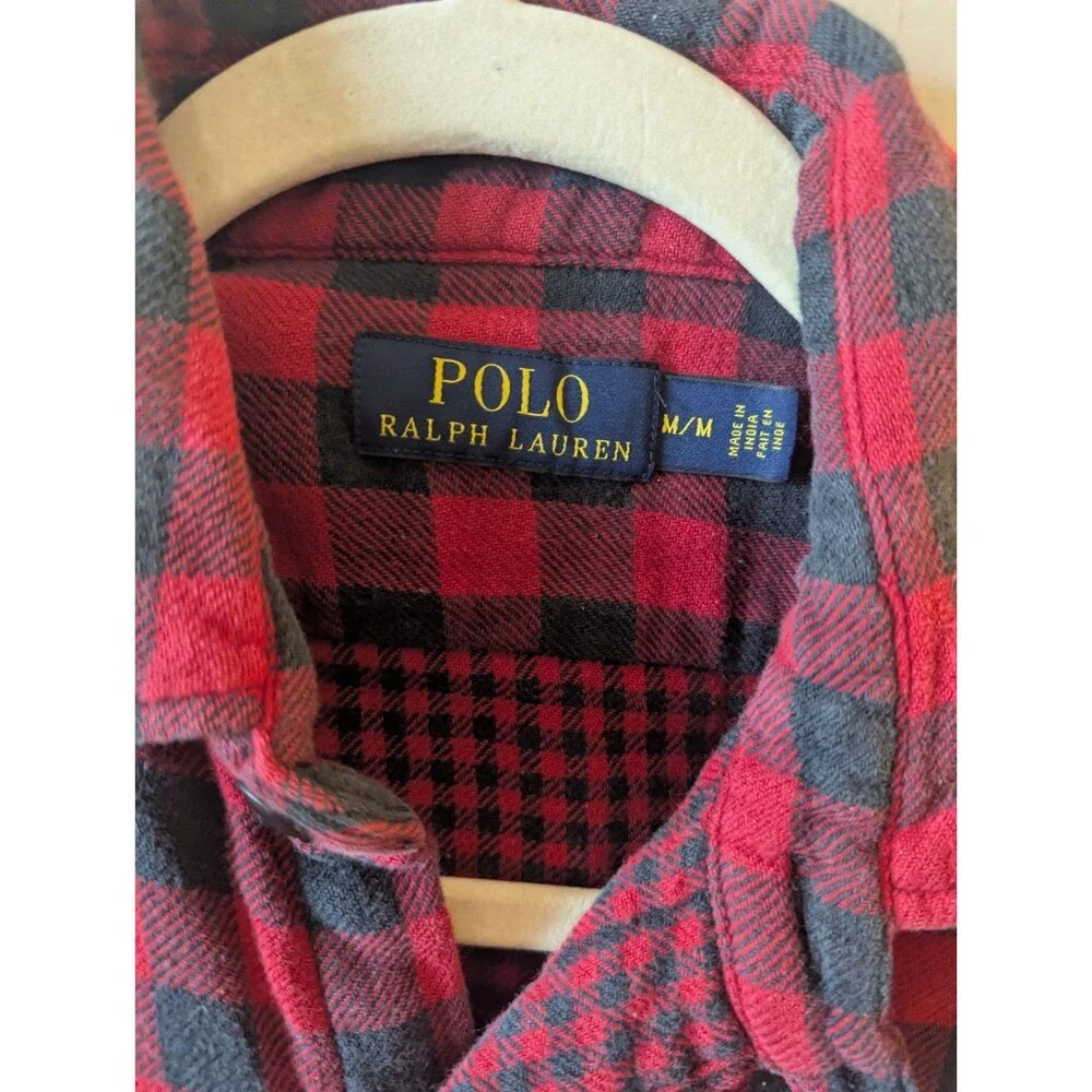 Men's Polo Ralph Lauren Buffalo Plaid Two-Ply Flannel Shirt Sz M Cabincore